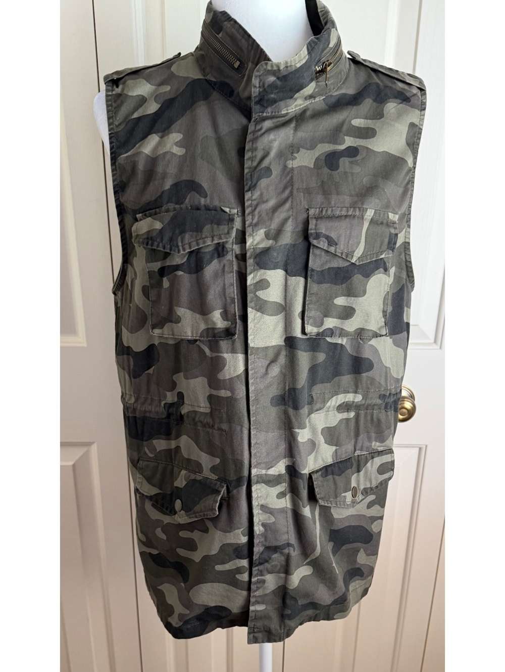 Love Tree Green Camo Vest Womens XL Military Cargo 100% Cotton